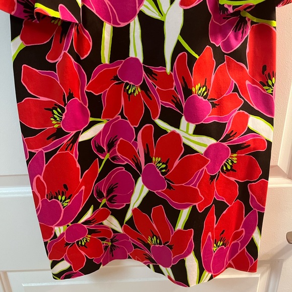 Like new: $298 KATE SPADE Peplum Cotton Sheath Dress, Red/Pink Floral, Size 4 - Picture 10 of 16
